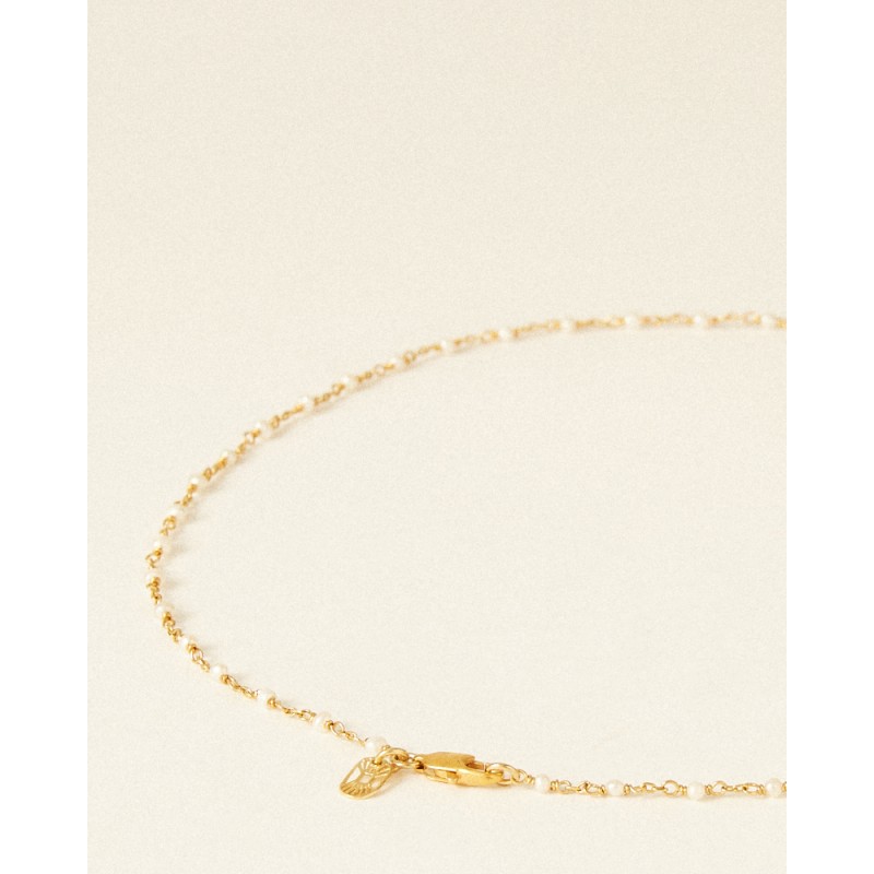 Collier Flowers for Zoé Femme Aphaea en acier doré et perles de rivière