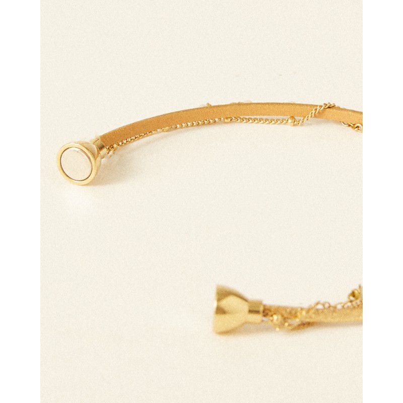 Bracelet Femme Flowers for Zoé ORPHEE Metallic Gold en argent doré et perles de rivière 17 CM