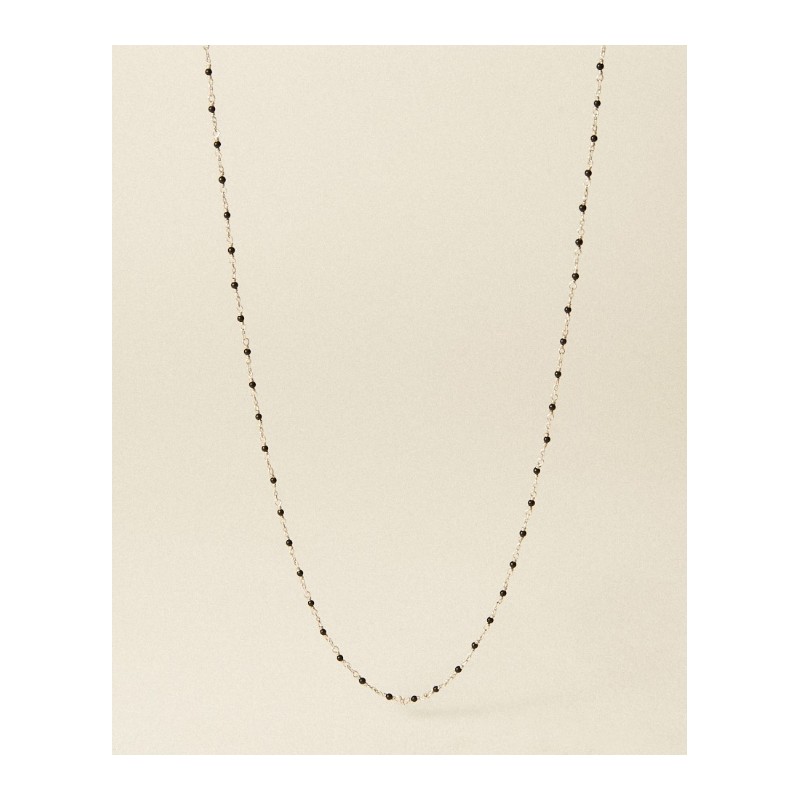 Collier Flowers for Zoé Femme Aphaea en acier doré et pierres agates noires