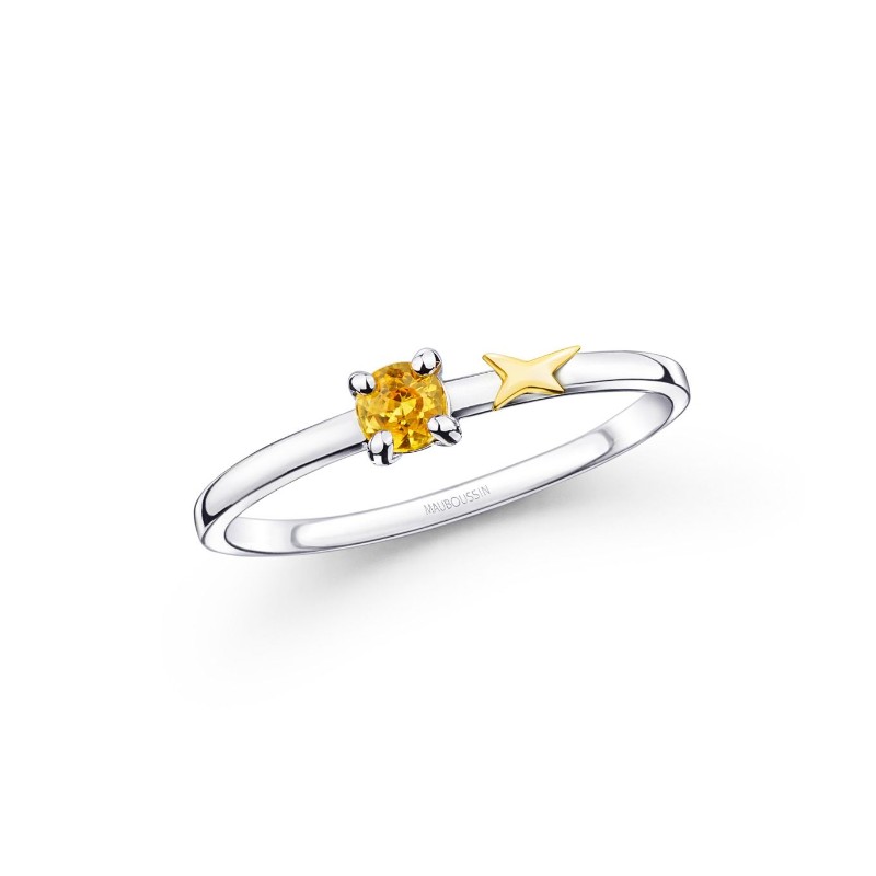 Bague Femme Mauboussin Étoile Émotion or blanc 750/000 et saphir jaune