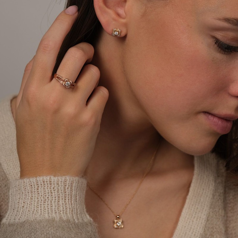 Bague solitaire accompagnée Mauboussin Chance of Love N°1 en or rose et diamant