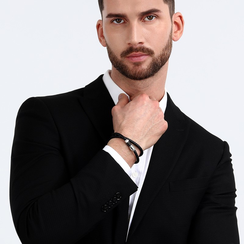 Bracelet Maserati Homme Cuir Noir