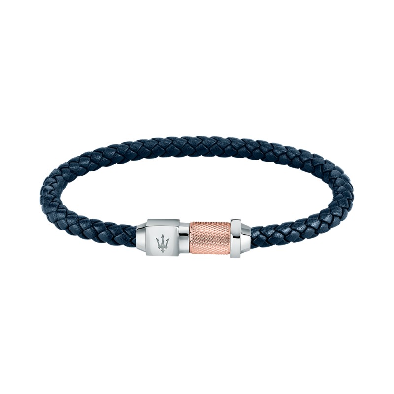 Bracelet Maserati Homme Gioielli Cuir Bleu