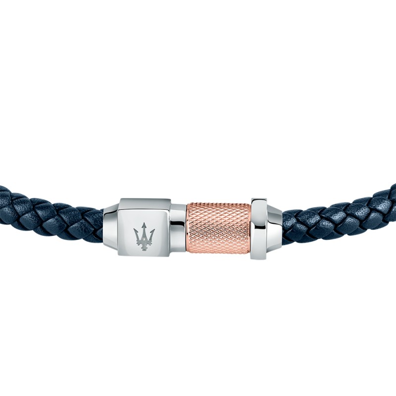 Bracelet Maserati Homme Gioielli Cuir Bleu