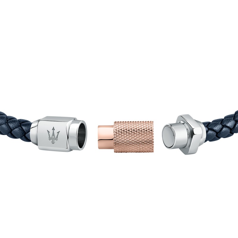 Bracelet Maserati Homme Gioielli Cuir Bleu