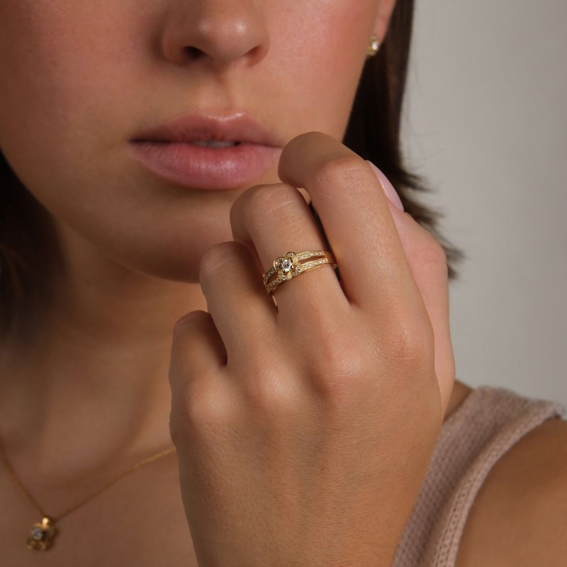 Bague solitaire accompagnée Mauboussin Chance of Love N°1 en or jaune et diamant