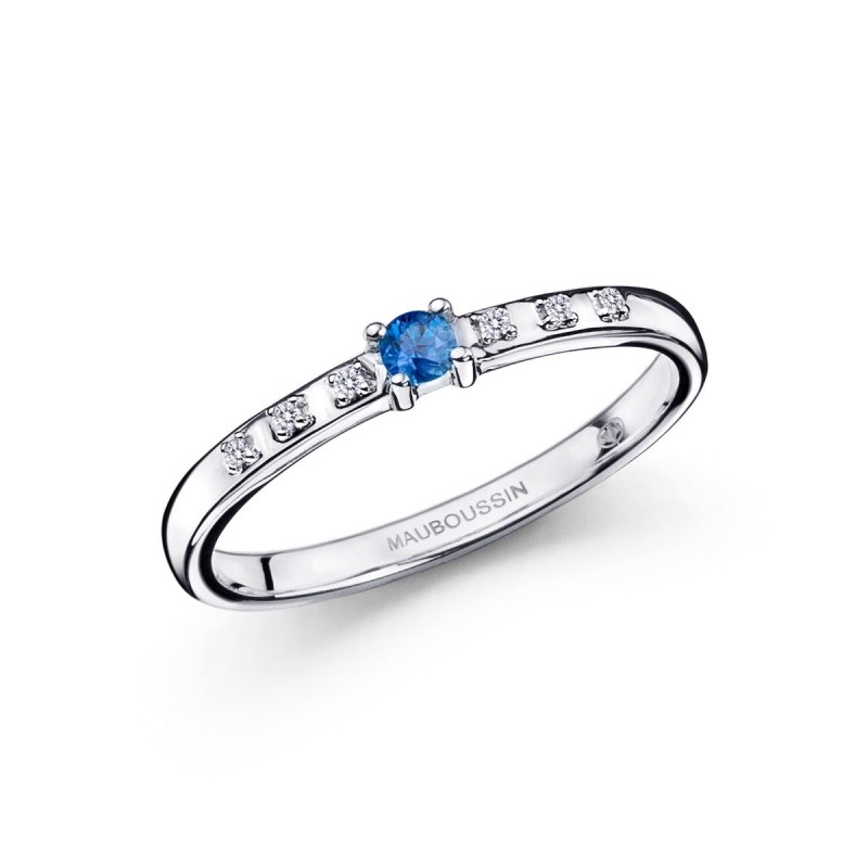 Bague Femme Mauboussin Capsule d'émotions or blanc 750/000 et saphir bleu