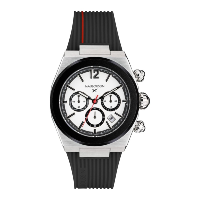 Montre KAB Homme Mauboussin en acier et bracelet en silicone noir