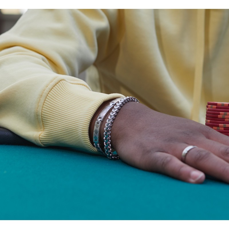 Bracelet Homme Phebus en Acier argenté et mailles gourmette