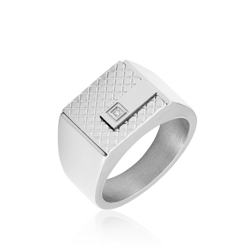 Chevalière BALTHAZAR Homme Phebus en Acier et diamant