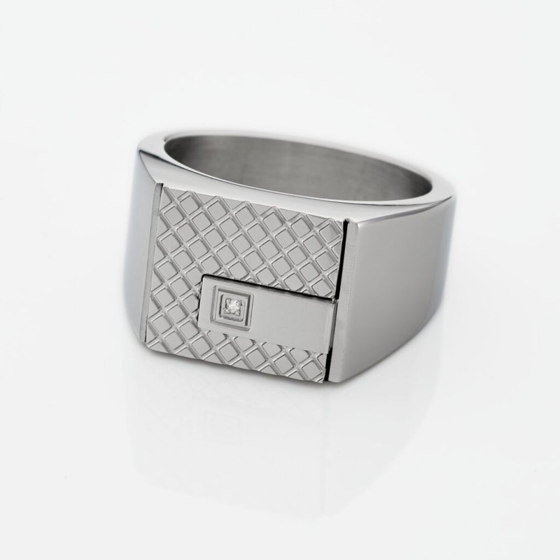 Chevalière BALTHAZAR Homme Phebus en Acier et diamant