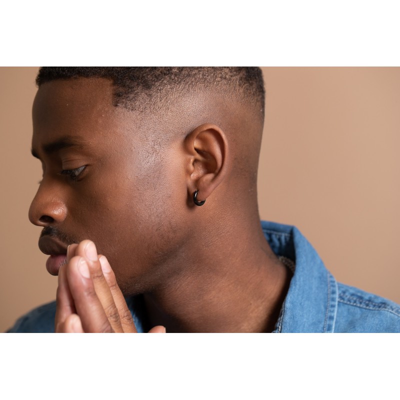 Boucles d'oreilles créoles phebus VICTORIN homme en acier noir