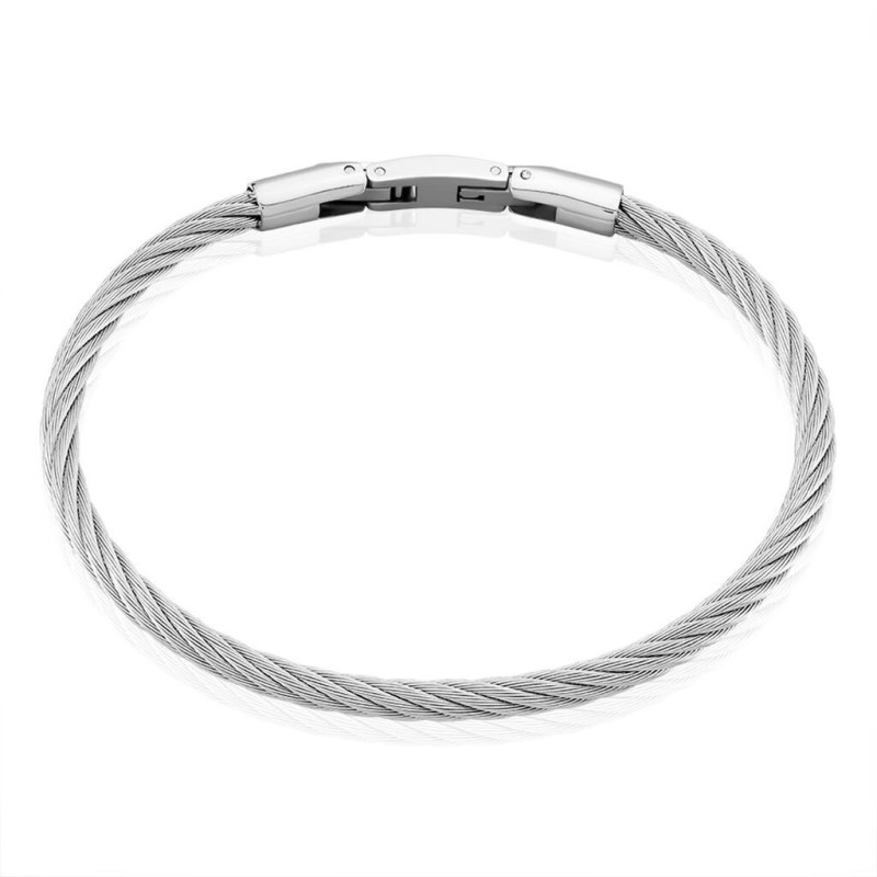 Bracelet MELVIL Homme Phebus en Acier argenté torsadé
