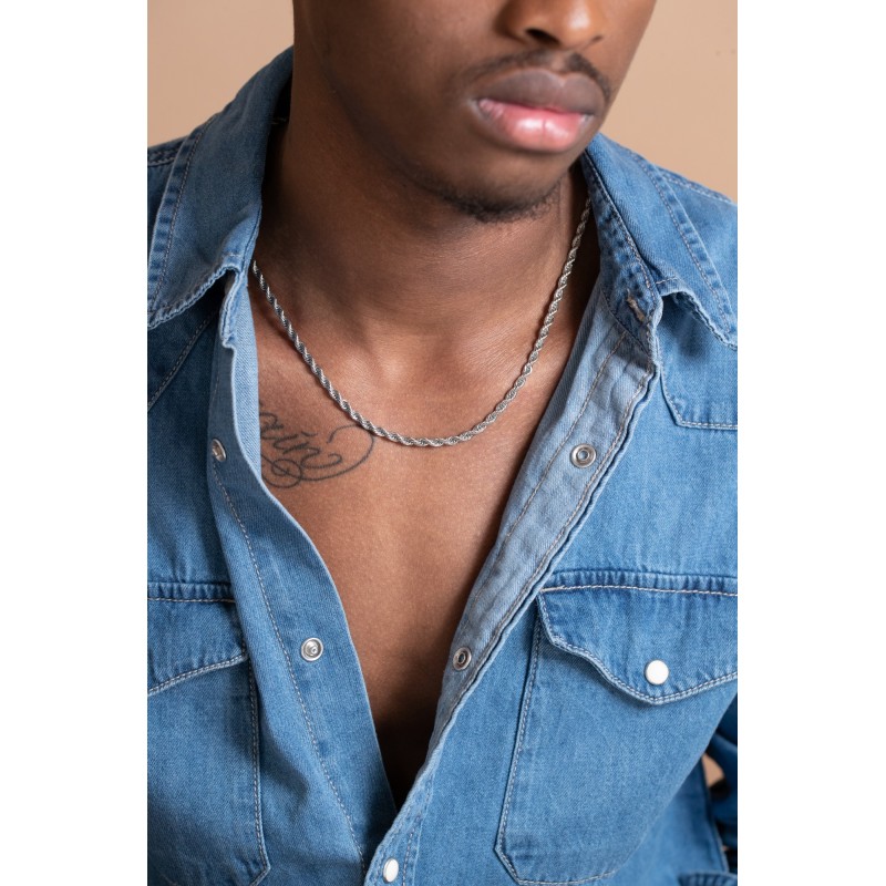 Collier chaîne Phebus NAHÏL homme torsadé en acier