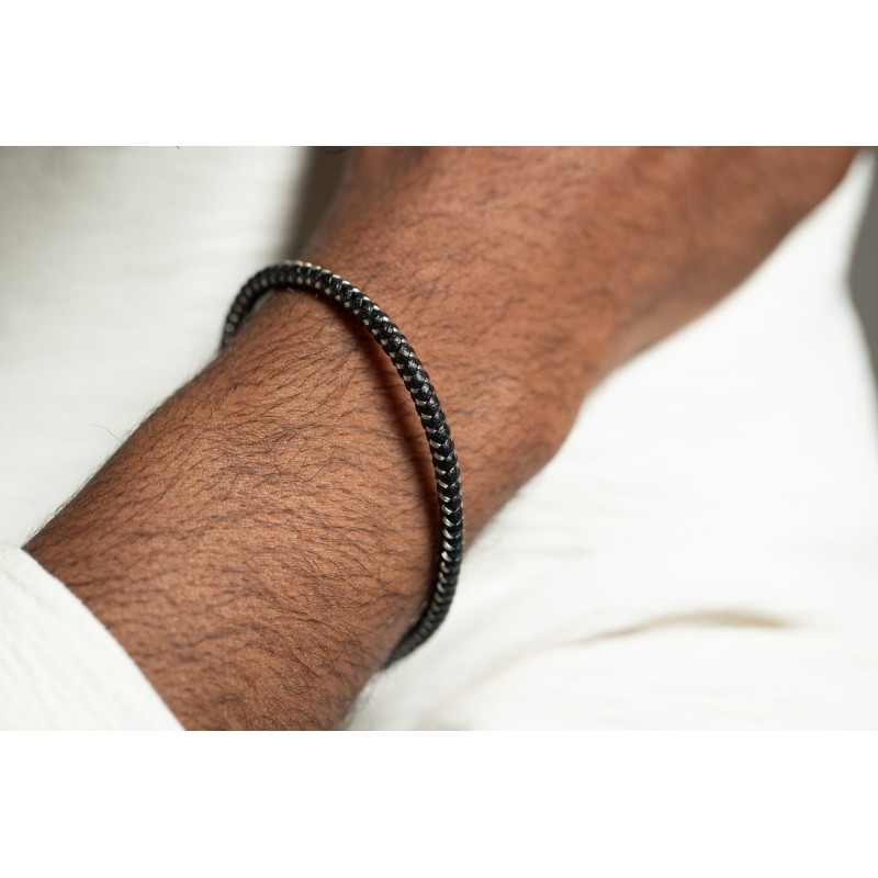 Bracelet MELVIL Homme Phebus en Acier noir torsadé