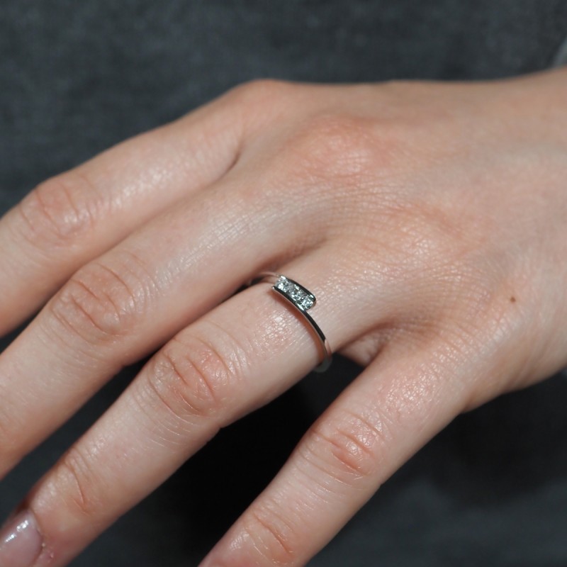 Bague Carador en Or Blanc 750/000 Trilogie diamants