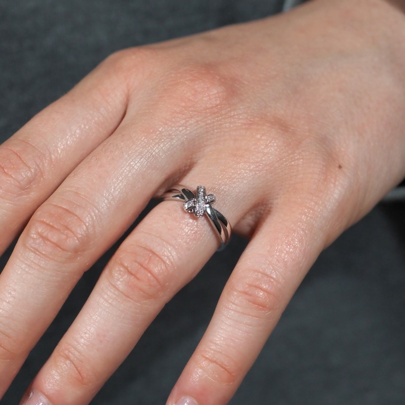 Bague X empierré Carador en or blanc 750/000 et diamants