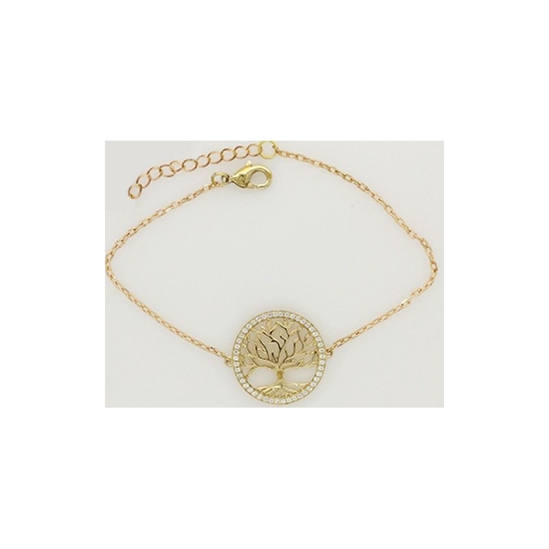 Bracelet femme en plaqué or avec motif arbre de vie