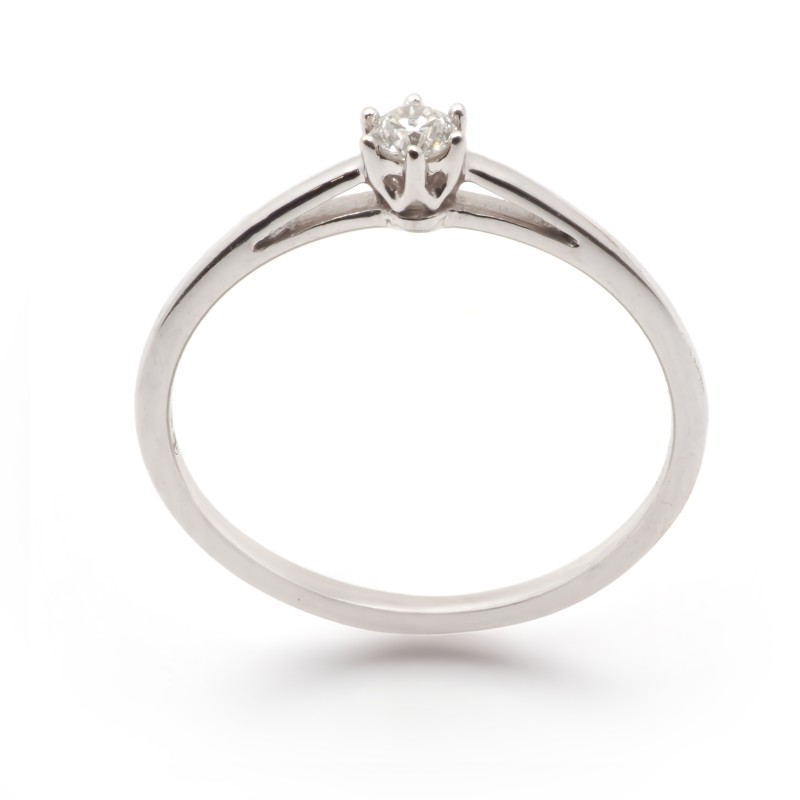 Bague Carador solitaire 6 griffes diamant 0.09 cts en or 750/000