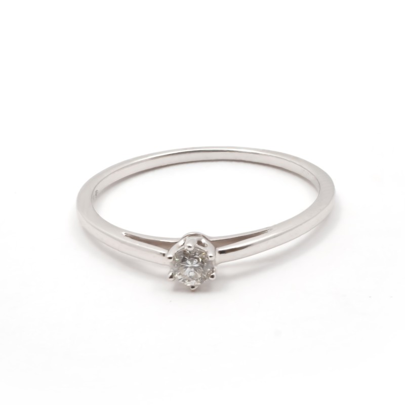 Bague Carador solitaire 6 griffes diamant 0.09 cts en or 750/000