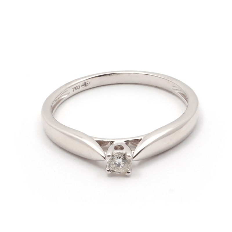 BAGUE SOLITAIRE OR BLANC 750/000 AVEC DIAMANT