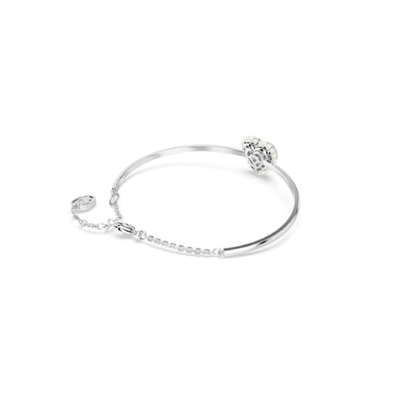 BRACELET JONC FEMME SWAROVSKI HYPERBOLA SOFT HEART METAL ARGENTE FORME COEUR