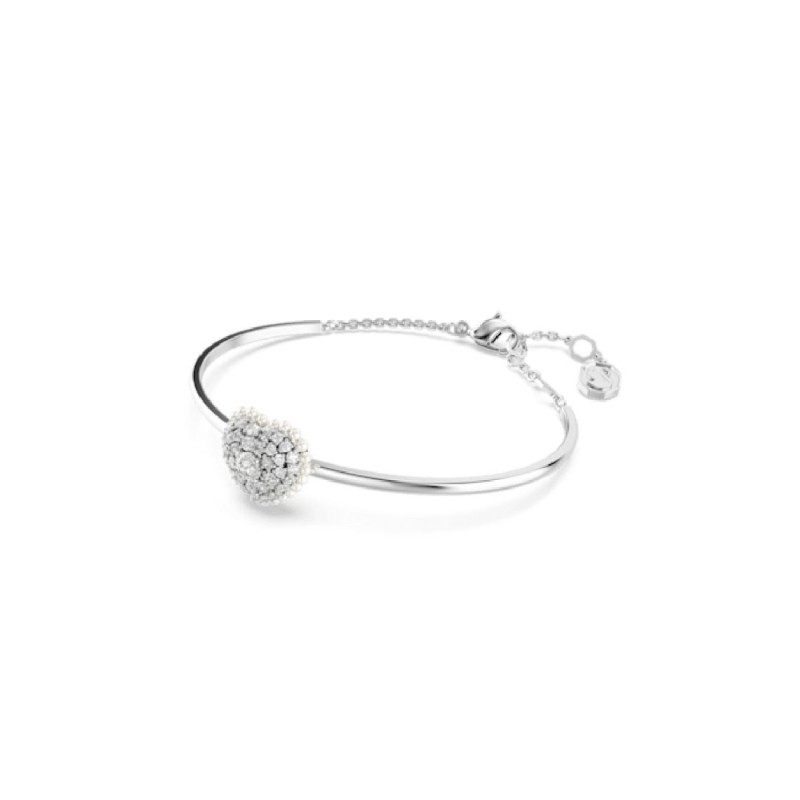 BRACELET JONC FEMME SWAROVSKI HYPERBOLA SOFT HEART METAL ARGENTE FORME COEUR
