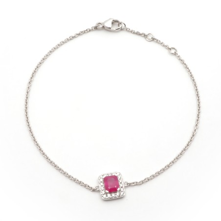 Bracelet en or blanc 750/000 en diamant et rubis