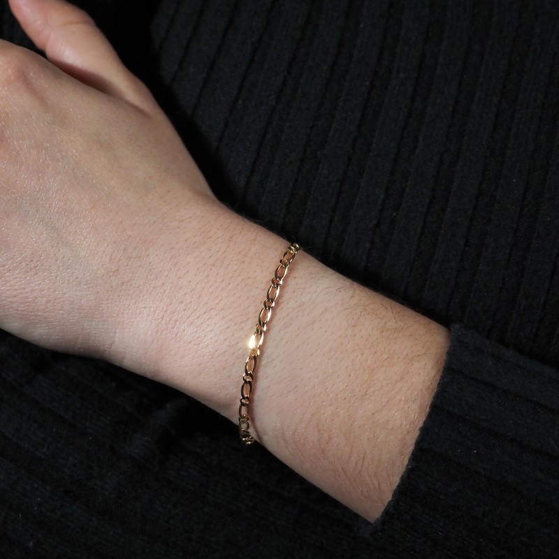 Bracelet chaine alternée en or jaune 750/000