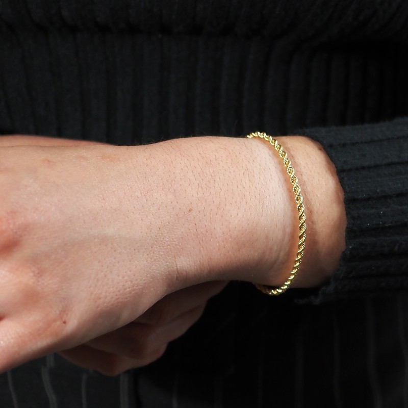 Bracelet en or jaune 750/000 maille corde CARADOR