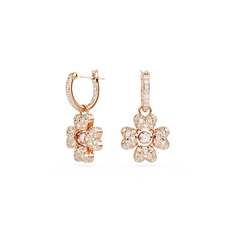 BOUCLES D OREILLES FEMME SWAROVSKI IDYLLIA METAL DORE ROSE CRISTAUX BICOLORES