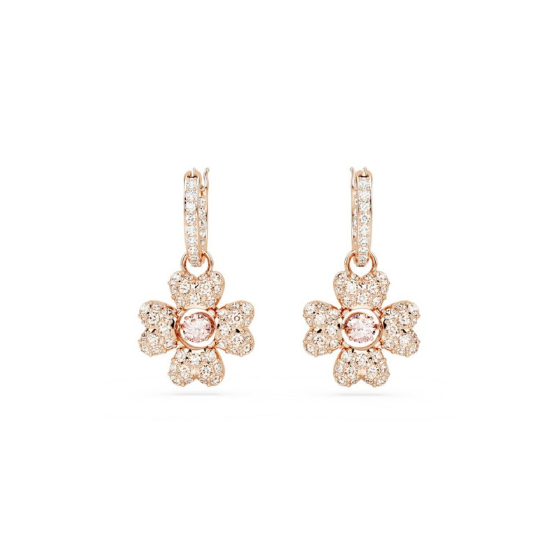 BOUCLES D OREILLES FEMME SWAROVSKI IDYLLIA METAL DORE ROSE CRISTAUX BICOLORES