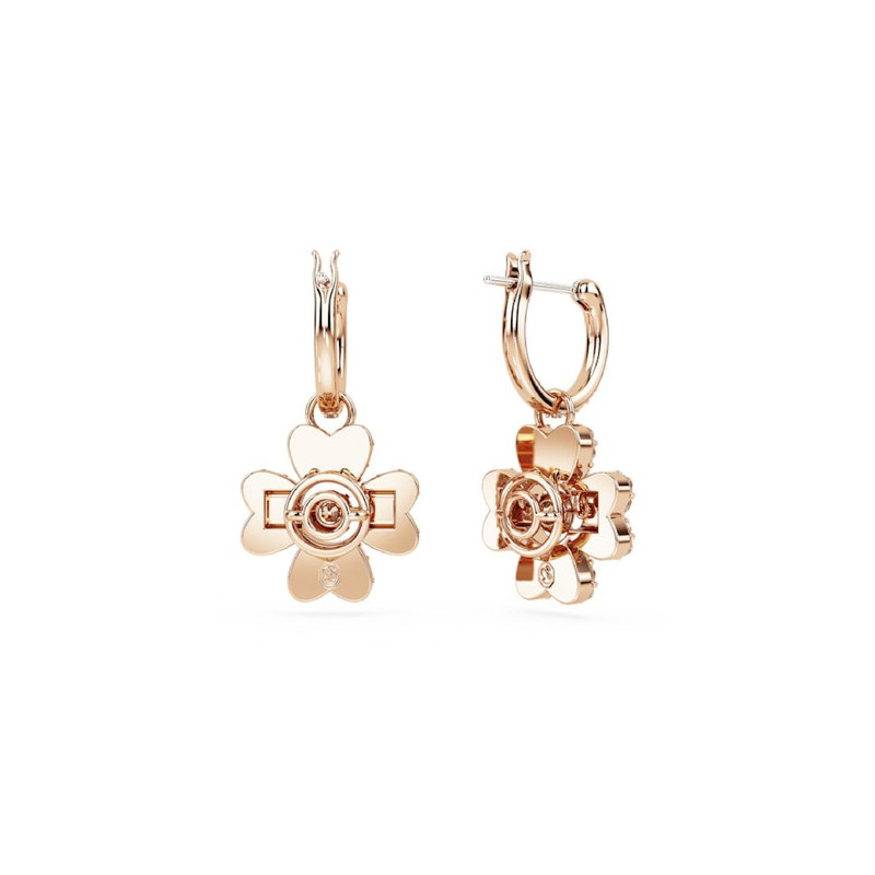 BOUCLES D OREILLES FEMME SWAROVSKI IDYLLIA METAL DORE ROSE CRISTAUX BICOLORES
