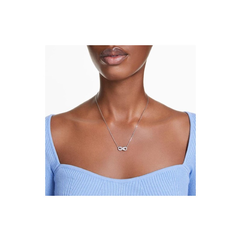 COLLIER FEMME SWAROVSKI HYPERBOLA METAL ARGENTE CRISTAUX BLANCS