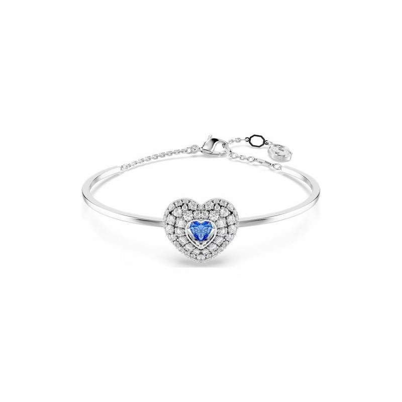 BRACELET FEMME SWAROSVKI HYPERBOLA SOFT HEARTT METAL ARGENTE CRISTAUX BANC ET BLEU