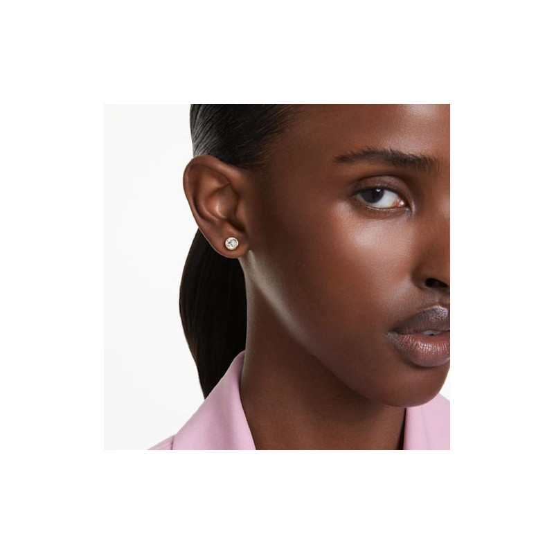 BOUCLES D OREILLES FEMME SWAROVSKI IMBER METAL DORE CRISTAUX BLANCS