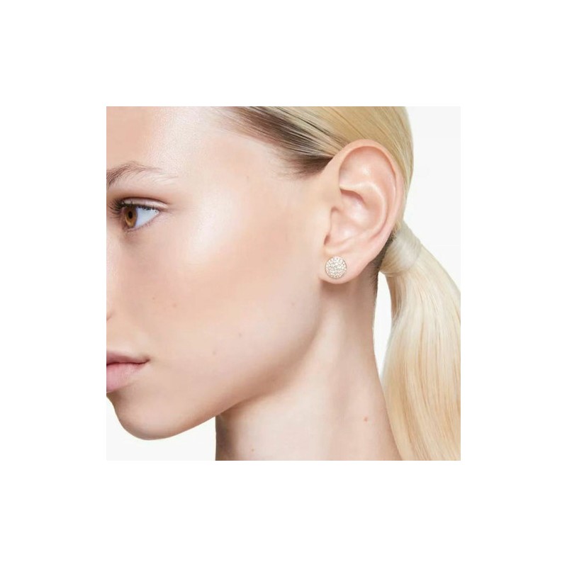 BOUCLES D OREILLES FEMME SWAROVSKI METEORA METAL DORE CRISTAUX BLANCS