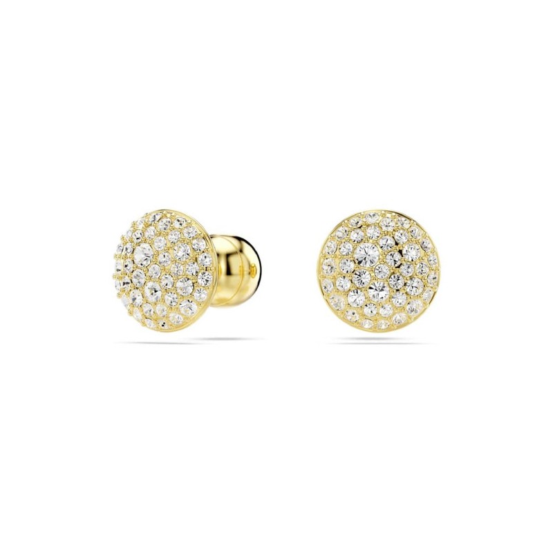 BOUCLES D OREILLES FEMME SWAROVSKI METEORA METAL DORE CRISTAUX BLANCS