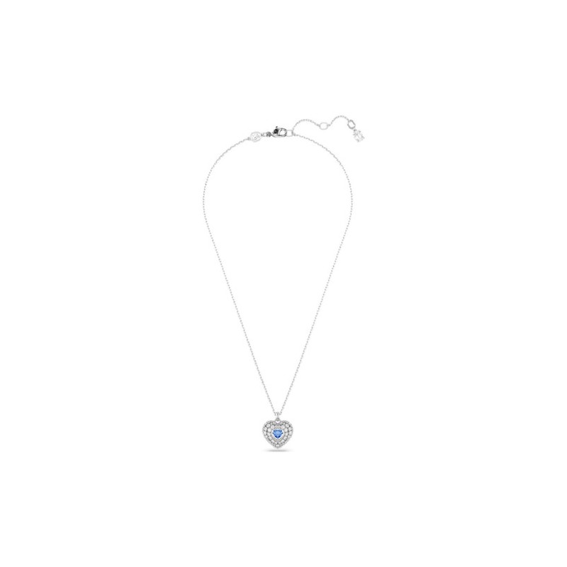 COLLIER FEMME SWAROVSKI HYPERBOLA HEART METAL ARGENTE CRISTAUX BLANCS ET BLEU