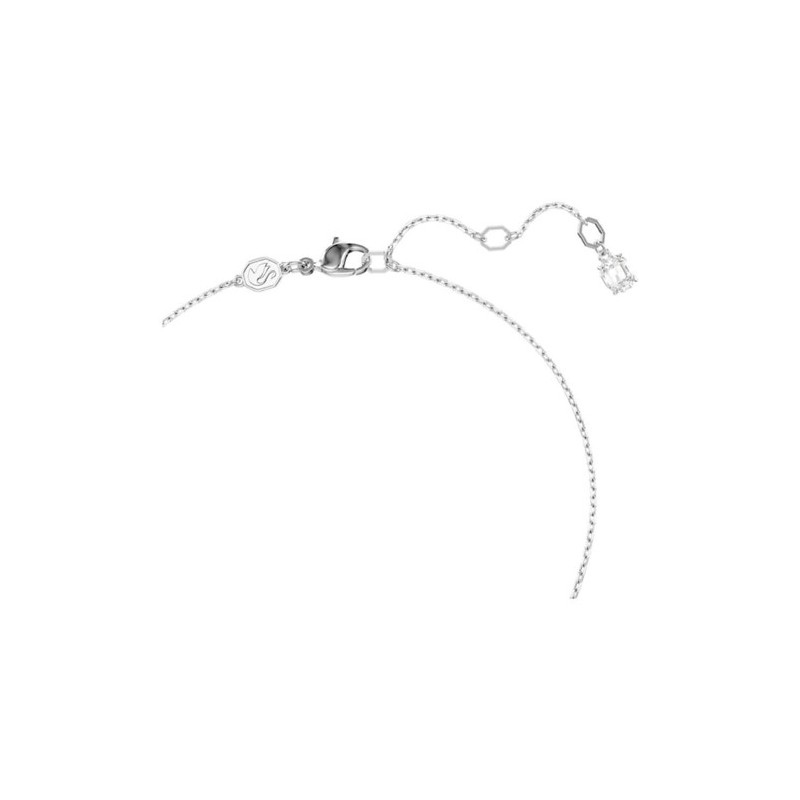 COLLIER FEMME SWAROVSKI HYPERBOLA HEART METAL ARGENTE CRISTAUX BLANCS ET BLEU