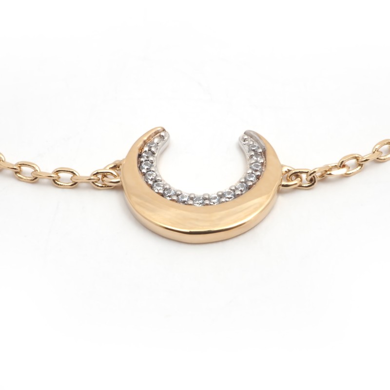 Bracelet fantaisie femme carador en plaqué or avec oxydes de zirconium modèle croissant de lune