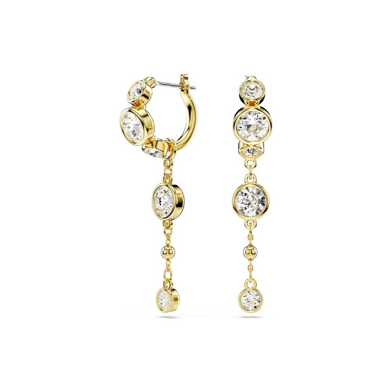 BOUCLES D OREILLES FEMME SWAROVSKI IMBER METAL DORE CRISTAUX BLANCS