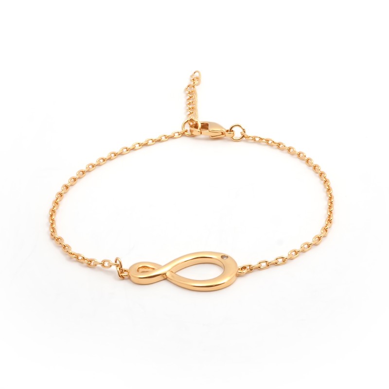 Bracelet fantaisie femme carador en plaqué or avec oxyde de zirconium motif signe infini