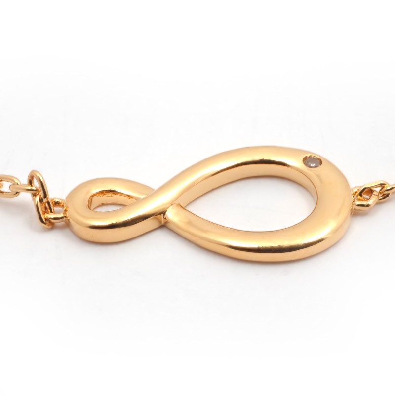 Bracelet fantaisie femme carador en plaqué or avec oxyde de zirconium motif signe infini