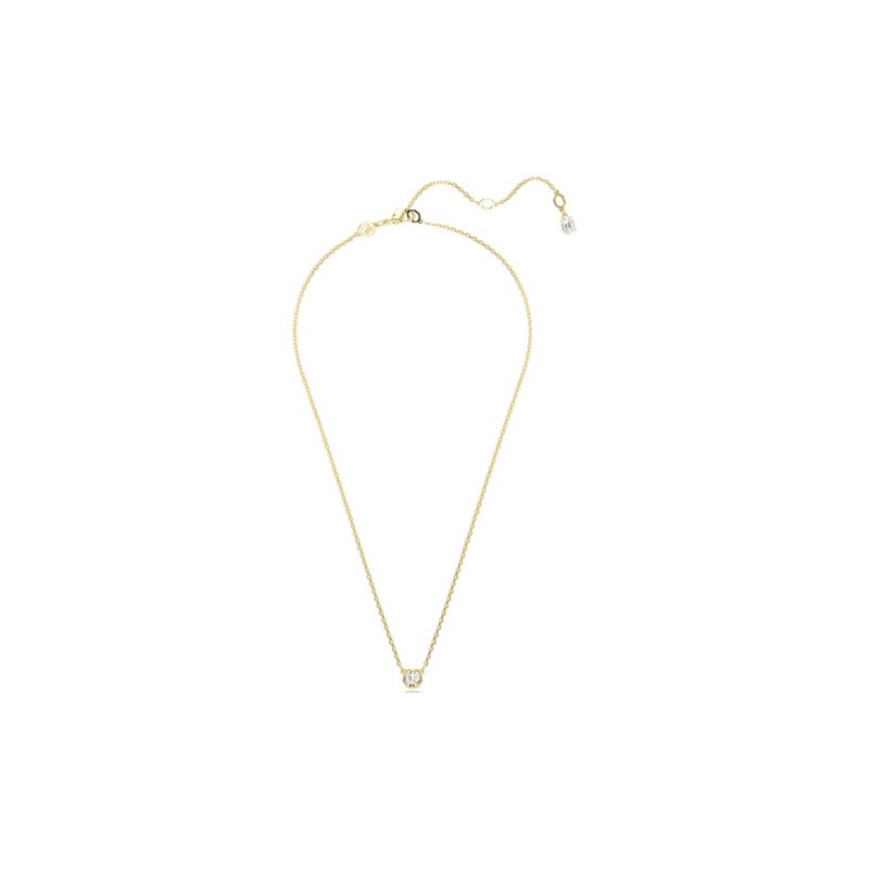 COLLIER FEMME SWAROVSKI IMBER METAL DORE CRISTAUX BLANCS