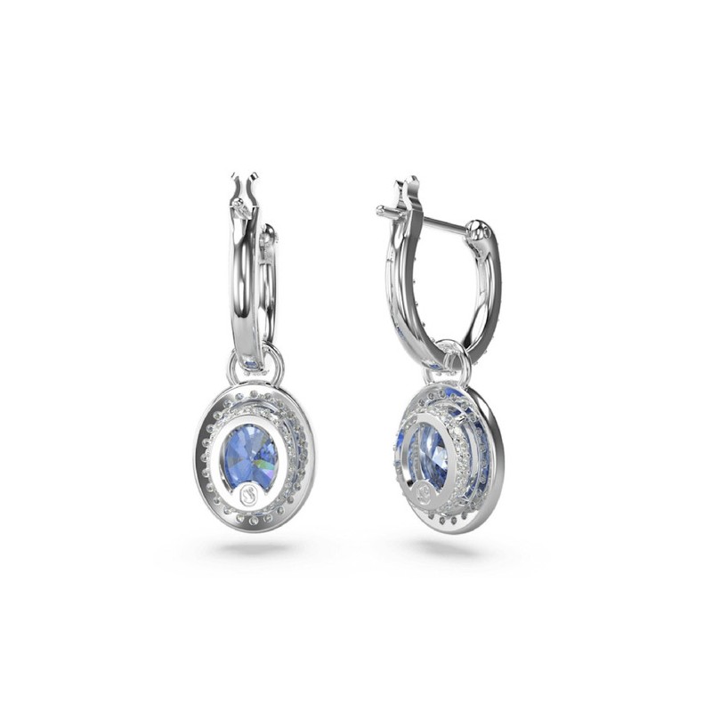 BOUCLES D OREILLES FEMME SWAROVSKI CONSTELLA METAL ARGENTE CRISTAUX BLANC ET BLEU