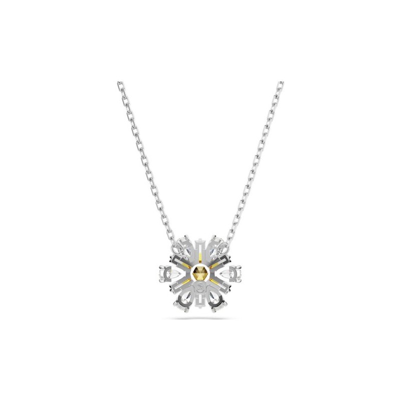 COLLIER FEMME SWAROVSKI IDYLLIA METAL ARGENTE CRISTAUX BLANCS ET JAUNE