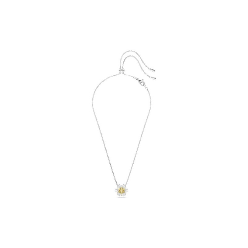 COLLIER FEMME SWAROVSKI IDYLLIA METAL ARGENTE CRISTAUX BLANCS ET JAUNE
