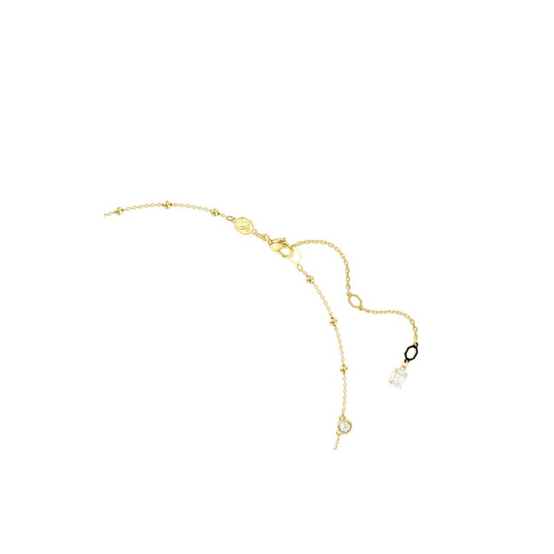 COLLIER FEMME SWAROVSKI IMBER METAL DORE CRISTAUX BLANCS