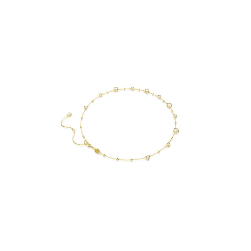 COLLIER FEMME SWAROVSKI IMBER METAL DORE CRISTAUX BLANCS